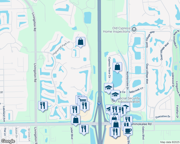 map of restaurants, bars, coffee shops, grocery stores, and more near Strand Boulevard in Naples