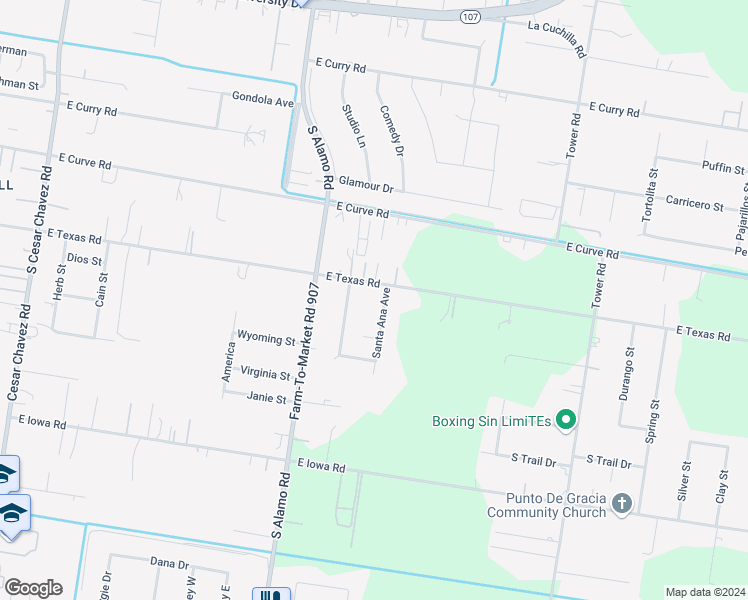 map of restaurants, bars, coffee shops, grocery stores, and more near 615 Santa Ana Avenue in Edinburg