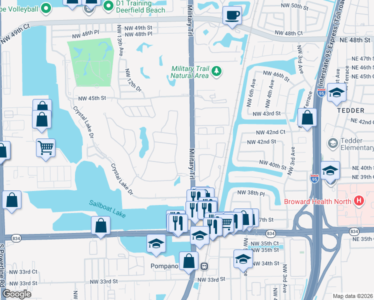 map of restaurants, bars, coffee shops, grocery stores, and more near 4161 Northwest 9th Avenue in Pompano Beach