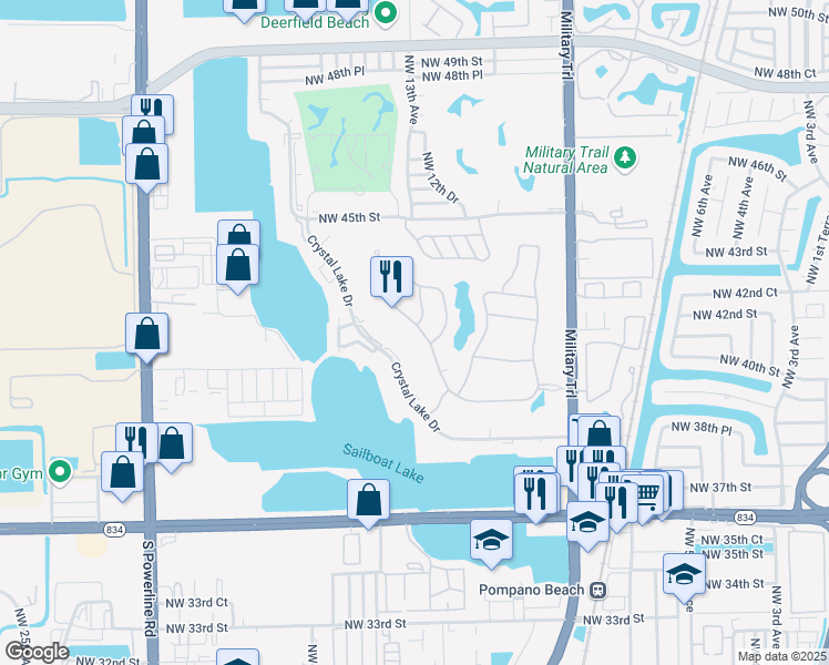 map of restaurants, bars, coffee shops, grocery stores, and more near 4185 Marina Way in Lighthouse Point