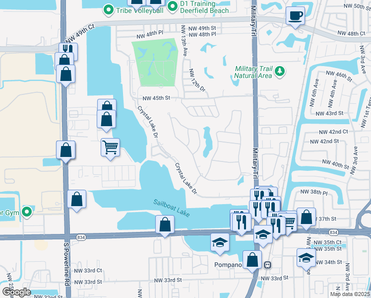 map of restaurants, bars, coffee shops, grocery stores, and more near 4185 Marina Way in Lighthouse Point