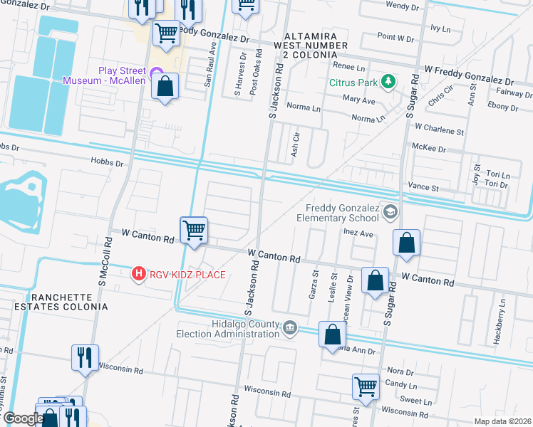 map of restaurants, bars, coffee shops, grocery stores, and more near 2005 Brandi Lane in Edinburg