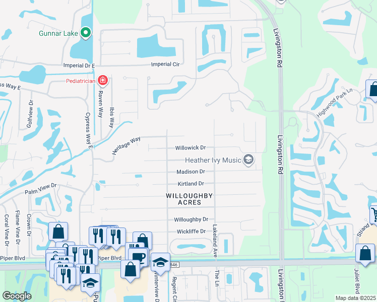 map of restaurants, bars, coffee shops, grocery stores, and more near 138 Willowick Drive in Naples