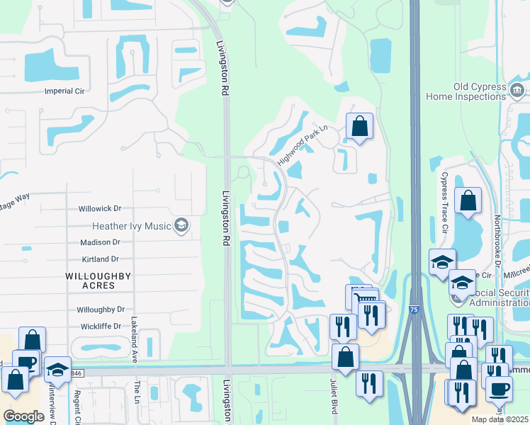 map of restaurants, bars, coffee shops, grocery stores, and more near 5610 Sherborn Drive in Naples