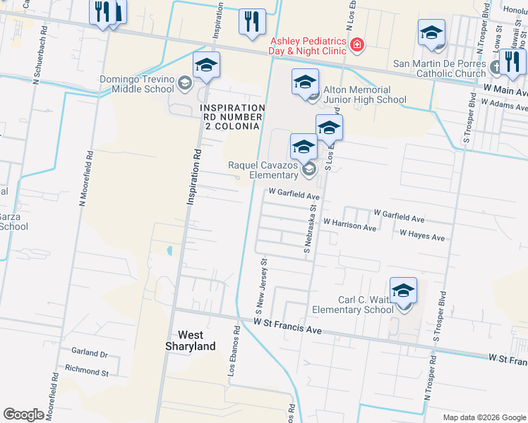 map of restaurants, bars, coffee shops, grocery stores, and more near 1808 West Hayes Avenue in Alton
