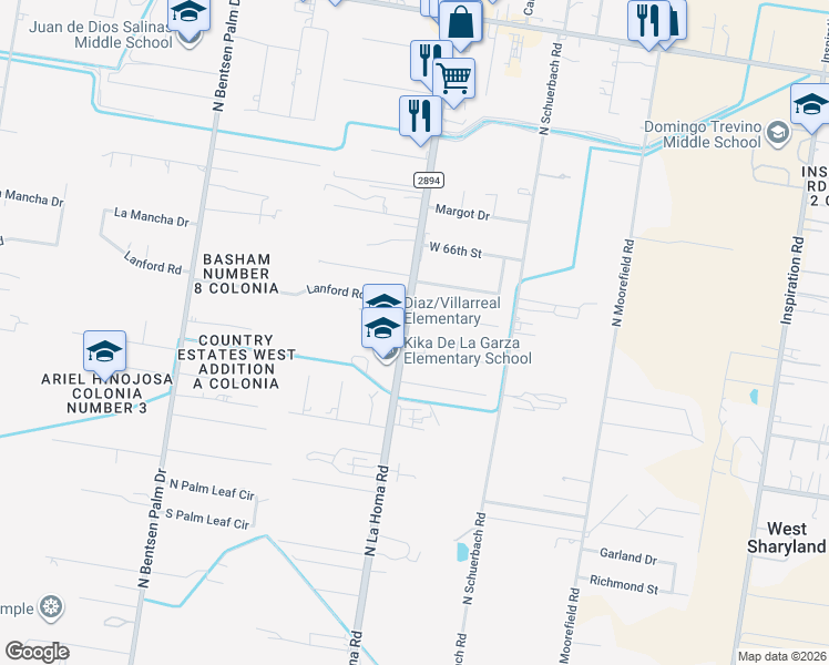 map of restaurants, bars, coffee shops, grocery stores, and more near 2804 Wharton Road in Mission