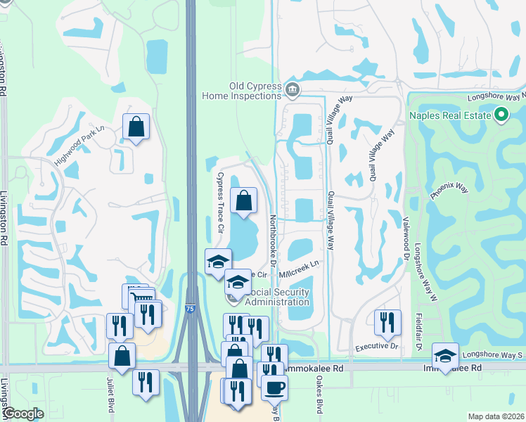 map of restaurants, bars, coffee shops, grocery stores, and more near 2720 Cypress Trace Circle in Naples