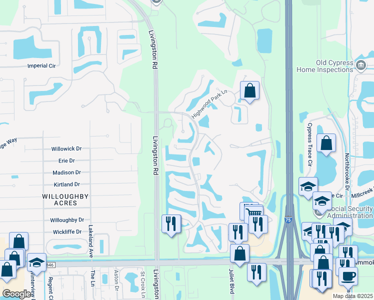 map of restaurants, bars, coffee shops, grocery stores, and more near 5610 Sherborn Drive in Naples