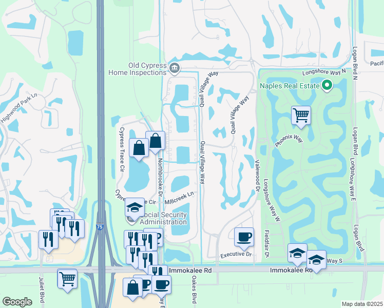map of restaurants, bars, coffee shops, grocery stores, and more near 2525 Aspen Creek Lane in Naples