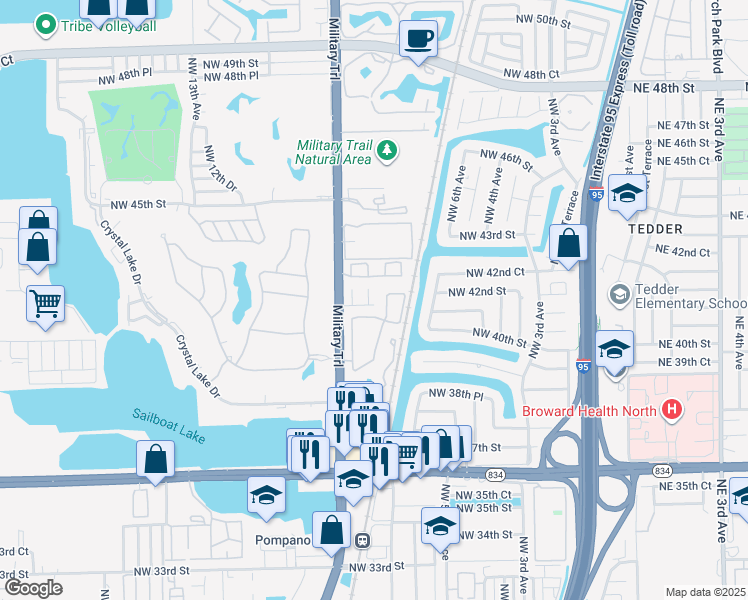 map of restaurants, bars, coffee shops, grocery stores, and more near 4110 Northwest 8th Terrace in Pompano Beach