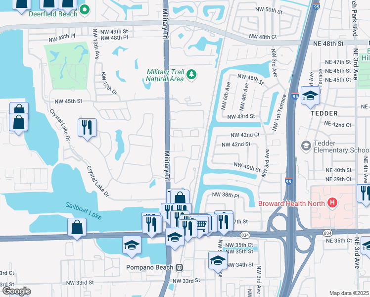 map of restaurants, bars, coffee shops, grocery stores, and more near 4110 Northwest 8th Terrace in Pompano Beach