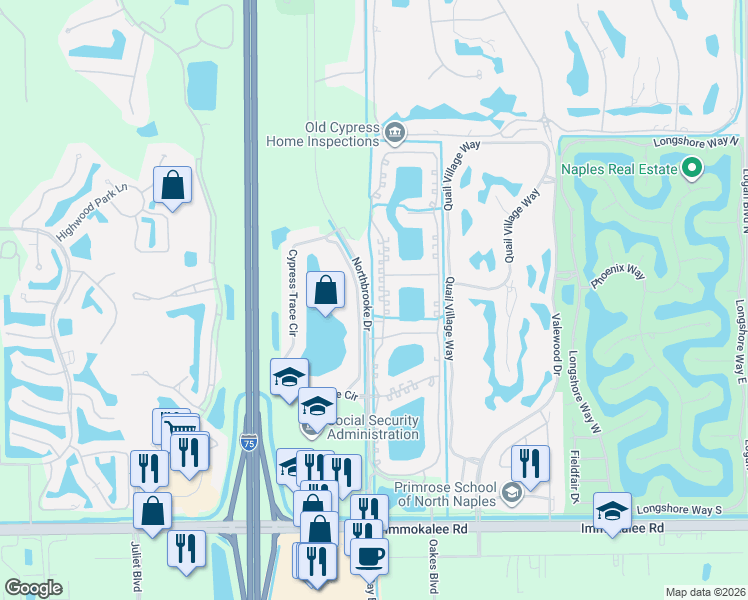 map of restaurants, bars, coffee shops, grocery stores, and more near 2720 Cypress Trace Circle in Naples