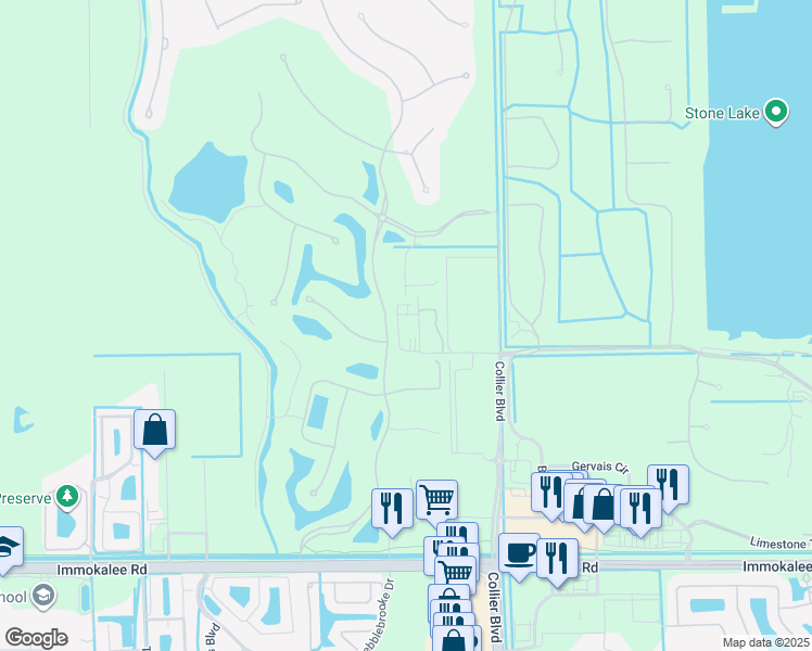 map of restaurants, bars, coffee shops, grocery stores, and more near 4175 Broken Back Rd in Naples