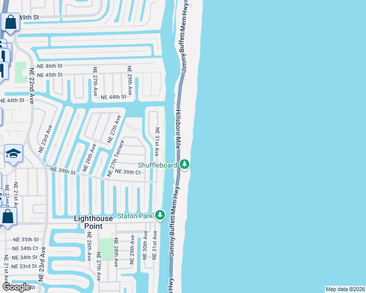 map of restaurants, bars, coffee shops, grocery stores, and more near 1063 Hillsboro Mile in Hillsboro Beach