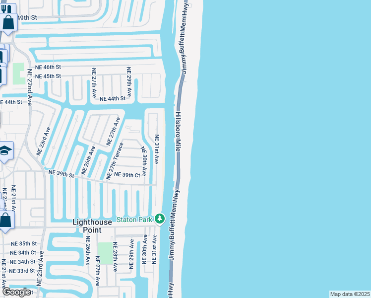 map of restaurants, bars, coffee shops, grocery stores, and more near 1063 Hillsboro Mile in Hillsboro Beach
