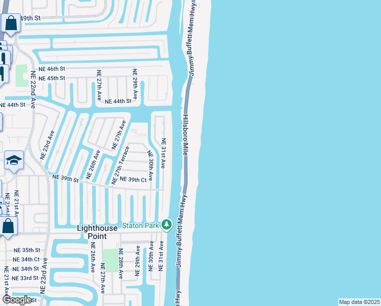 map of restaurants, bars, coffee shops, grocery stores, and more near 1063 Hillsboro Mile in Hillsboro Beach