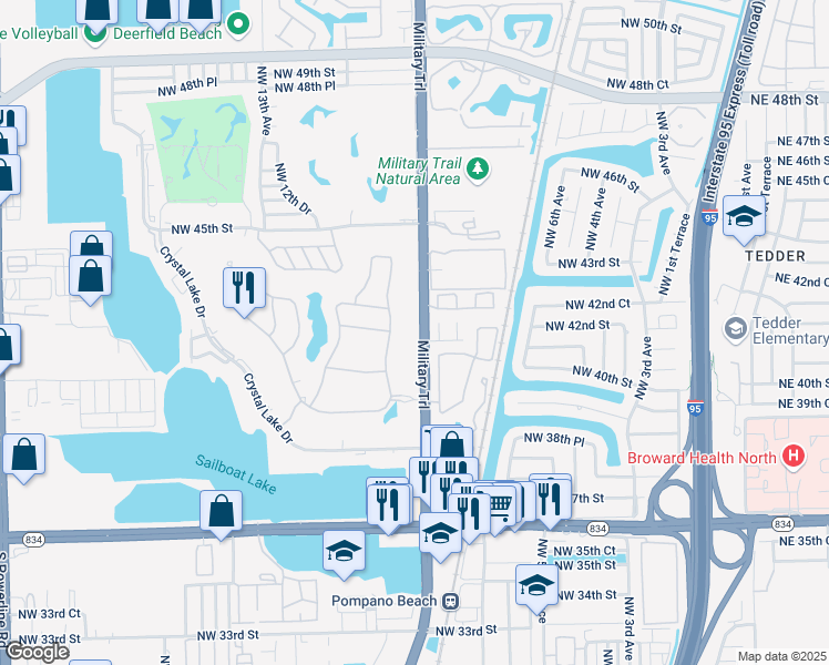 map of restaurants, bars, coffee shops, grocery stores, and more near 4161 Northwest 9th Avenue in Pompano Beach