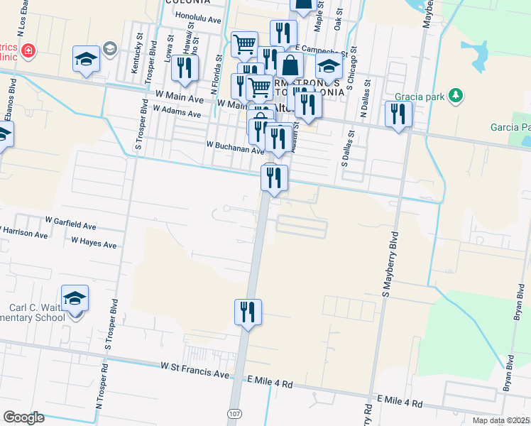map of restaurants, bars, coffee shops, grocery stores, and more near 610 South Alton Boulevard in Alton