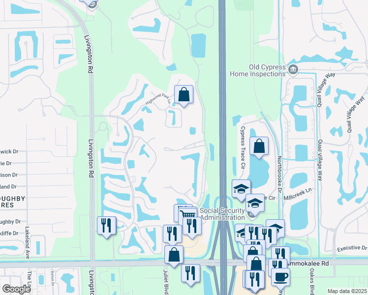 map of restaurants, bars, coffee shops, grocery stores, and more near 5775 Grande Reserve Way in Naples