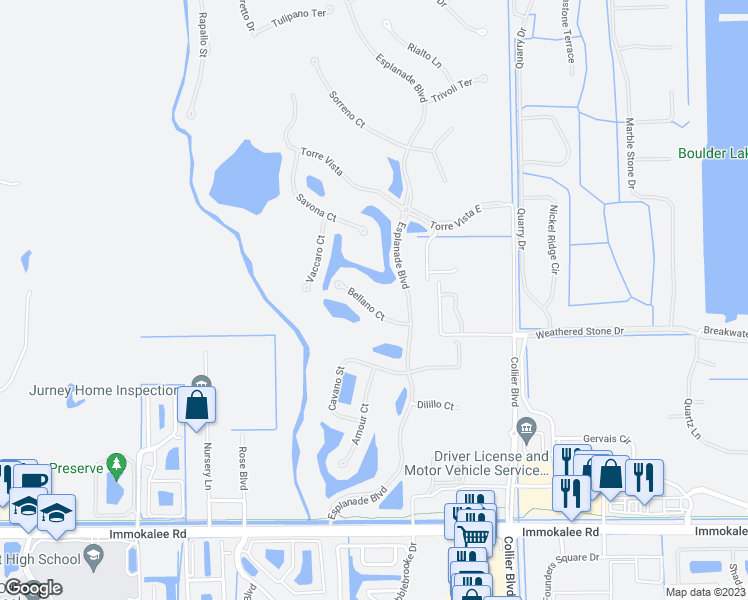 map of restaurants, bars, coffee shops, grocery stores, and more near 8761 Bellano Court in Naples