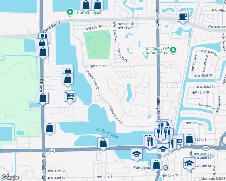 map of restaurants, bars, coffee shops, grocery stores, and more near 4185 Marina Way in Lighthouse Point