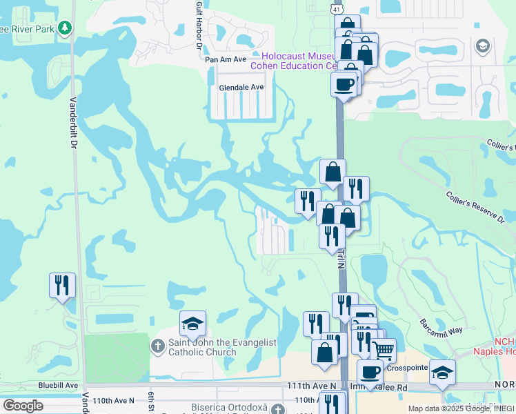 map of restaurants, bars, coffee shops, grocery stores, and more near 777 Walkerbilt Road in Naples