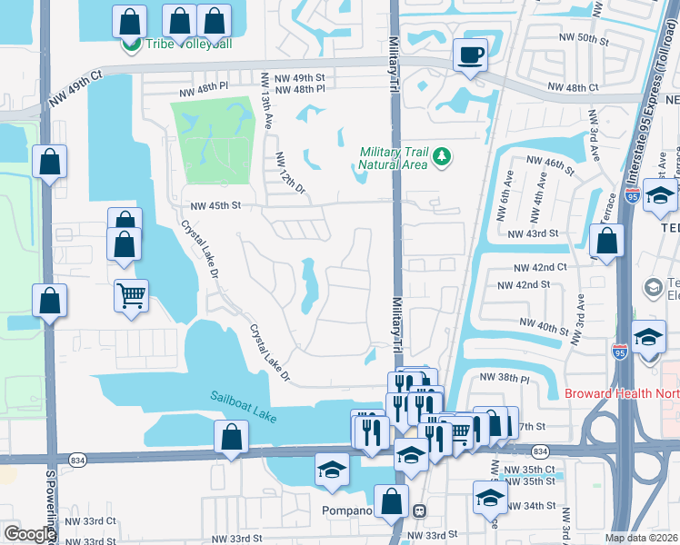 map of restaurants, bars, coffee shops, grocery stores, and more near 4317 Lago Drive in Lighthouse Point