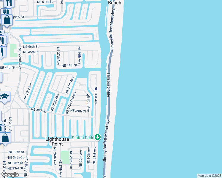map of restaurants, bars, coffee shops, grocery stores, and more near 1075 Hillsboro Mile in Hillsboro Beach