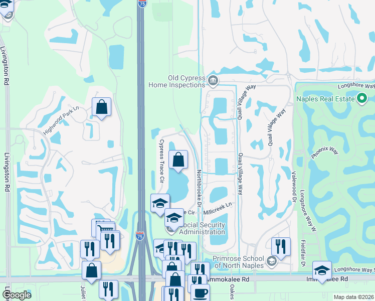 map of restaurants, bars, coffee shops, grocery stores, and more near 2690 Cypress Trace Circle in Naples