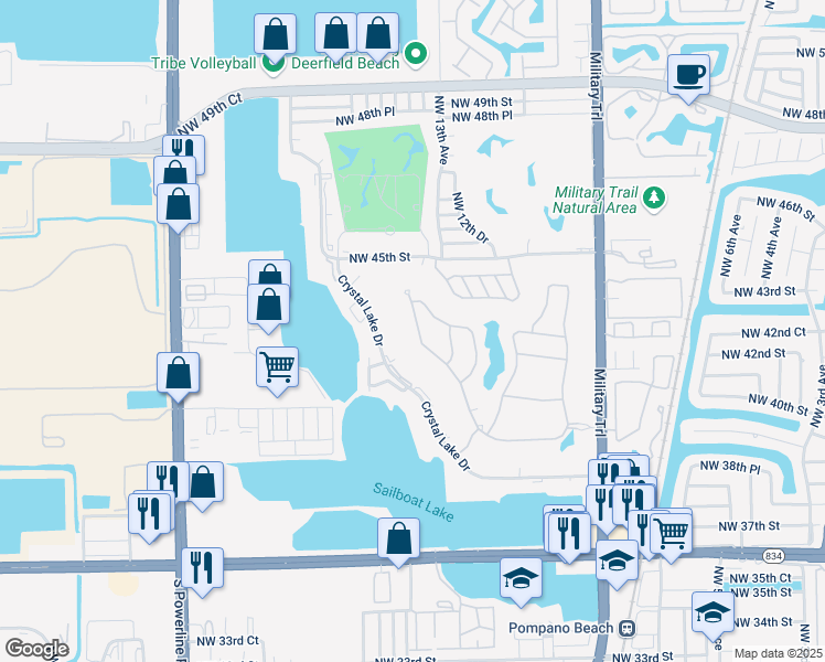 map of restaurants, bars, coffee shops, grocery stores, and more near 4241 Marina Way in Lighthouse Point