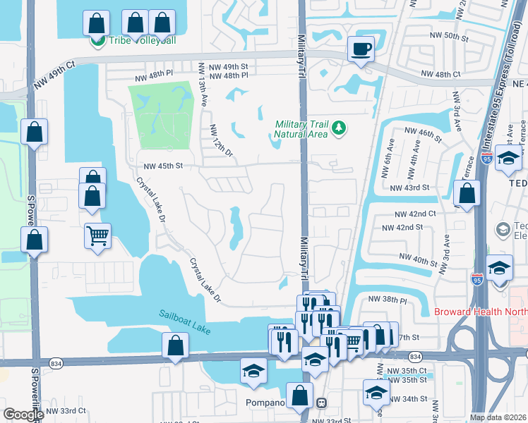 map of restaurants, bars, coffee shops, grocery stores, and more near 4317 Lago Drive in Lighthouse Point