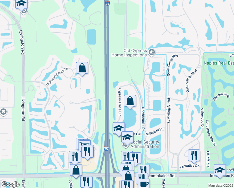 map of restaurants, bars, coffee shops, grocery stores, and more near 2895 Cypress Trace Circle in Naples