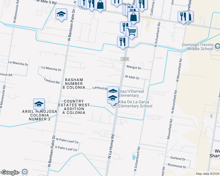 map of restaurants, bars, coffee shops, grocery stores, and more near 3004 Lanford Road in Mission