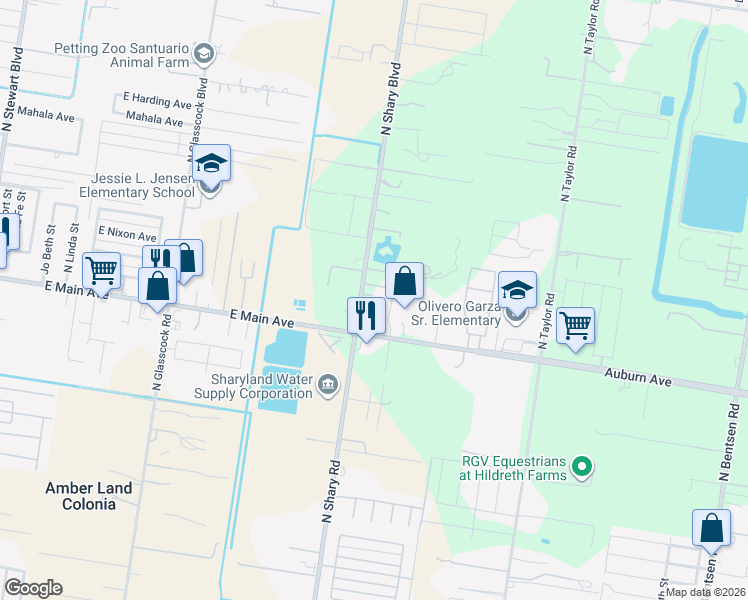 map of restaurants, bars, coffee shops, grocery stores, and more near 2501 East Mile 5 Road in Mission