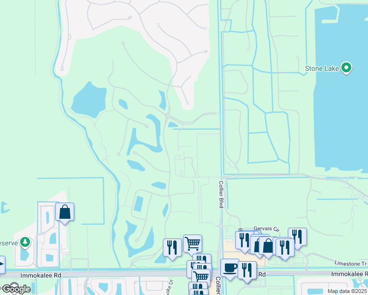 map of restaurants, bars, coffee shops, grocery stores, and more near 4190 Broken Back Road in Naples