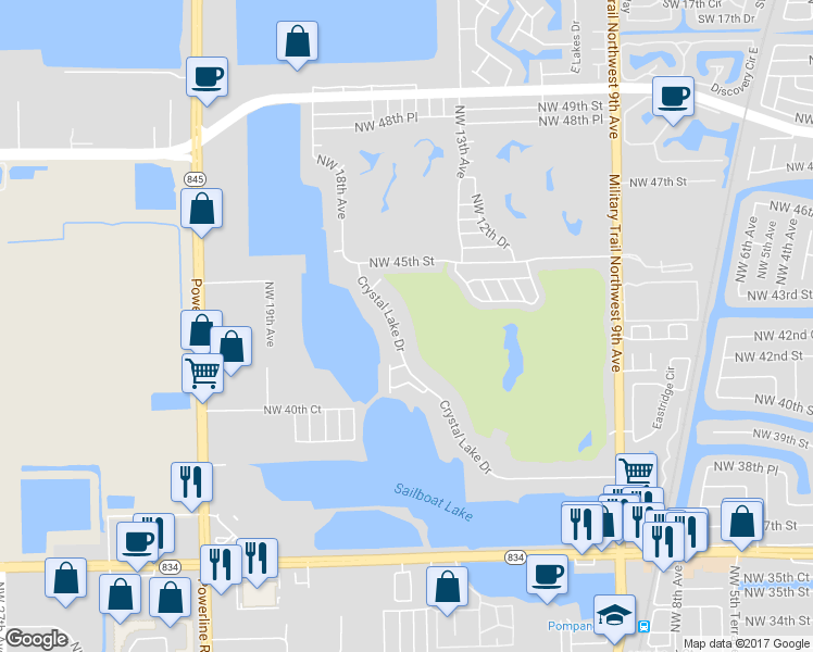 map of restaurants, bars, coffee shops, grocery stores, and more near 4241 Marina Way in Lighthouse Point