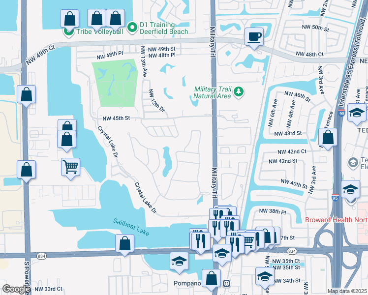 map of restaurants, bars, coffee shops, grocery stores, and more near 4317 Lago Drive in Lighthouse Point