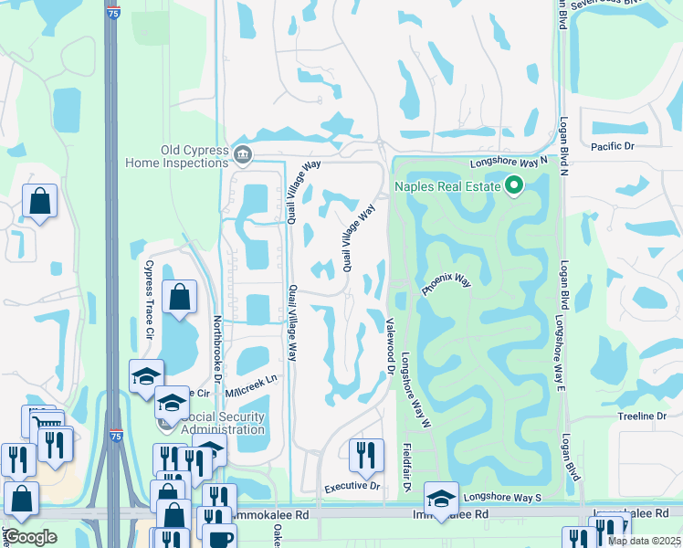 map of restaurants, bars, coffee shops, grocery stores, and more near 11814 Quail Village Way in Naples