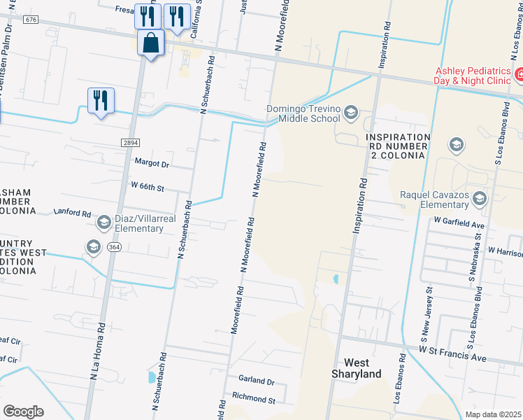 map of restaurants, bars, coffee shops, grocery stores, and more near 5706 North Moorfield Road in Mission