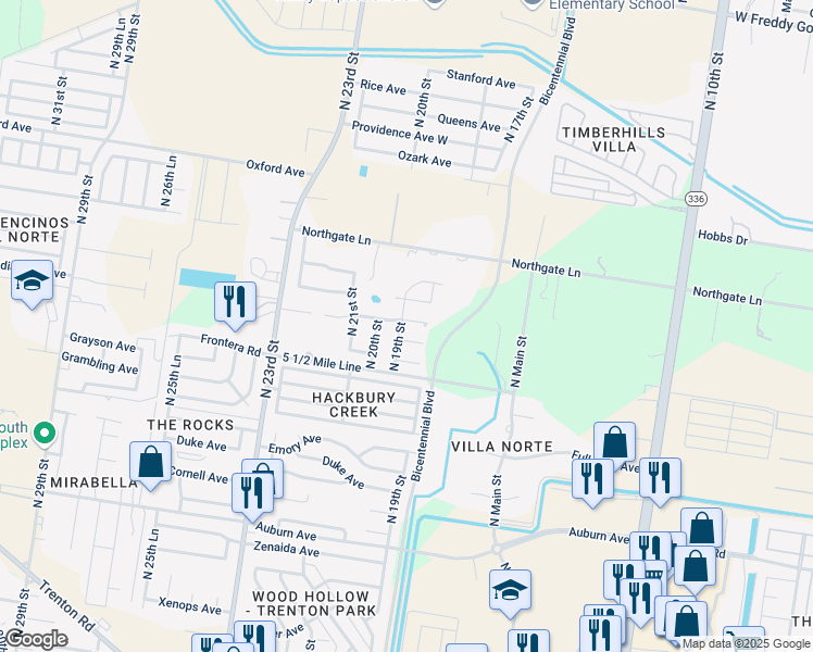 map of restaurants, bars, coffee shops, grocery stores, and more near 8709 North 19th Street in McAllen