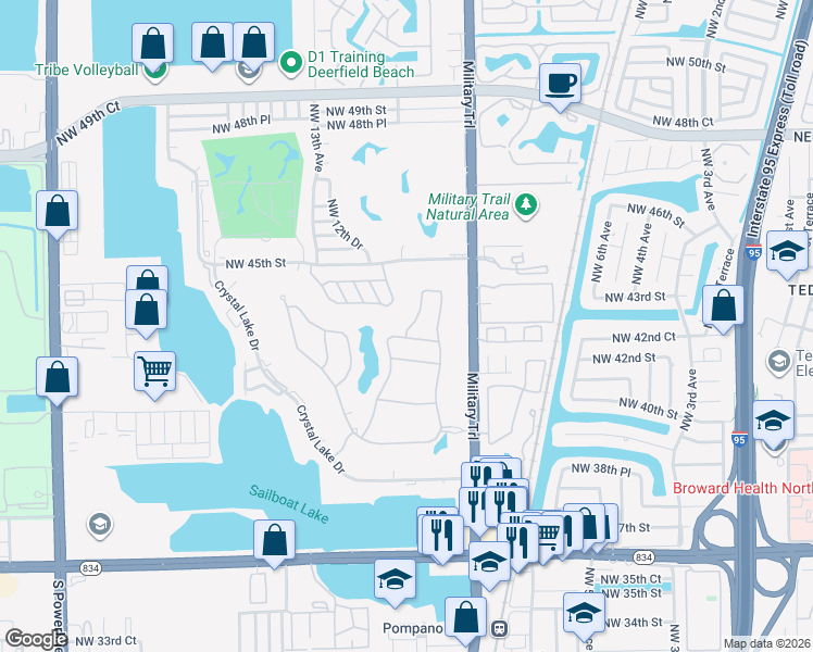 map of restaurants, bars, coffee shops, grocery stores, and more near 4317 Lago Drive in Lighthouse Point