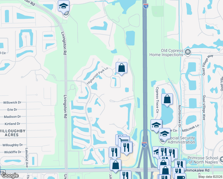 map of restaurants, bars, coffee shops, grocery stores, and more near 6243 Ashwood Lane in Naples