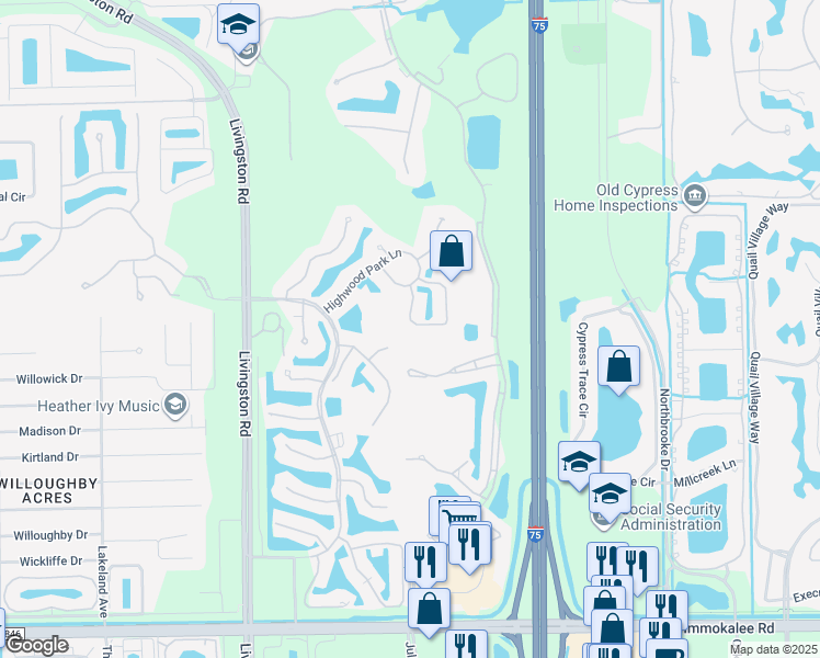 map of restaurants, bars, coffee shops, grocery stores, and more near 5887 Northridge Drive in Naples