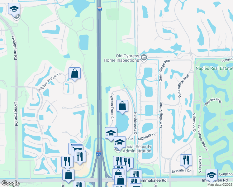 map of restaurants, bars, coffee shops, grocery stores, and more near 2895 Cypress Trace Circle in Naples