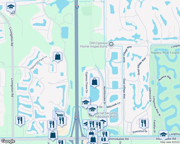 map of restaurants, bars, coffee shops, grocery stores, and more near 2910 Cypress Trace Circle in Naples