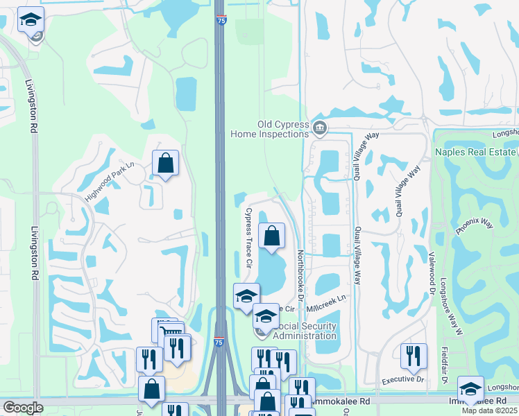 map of restaurants, bars, coffee shops, grocery stores, and more near 2895 Cypress Trace Circle in Naples