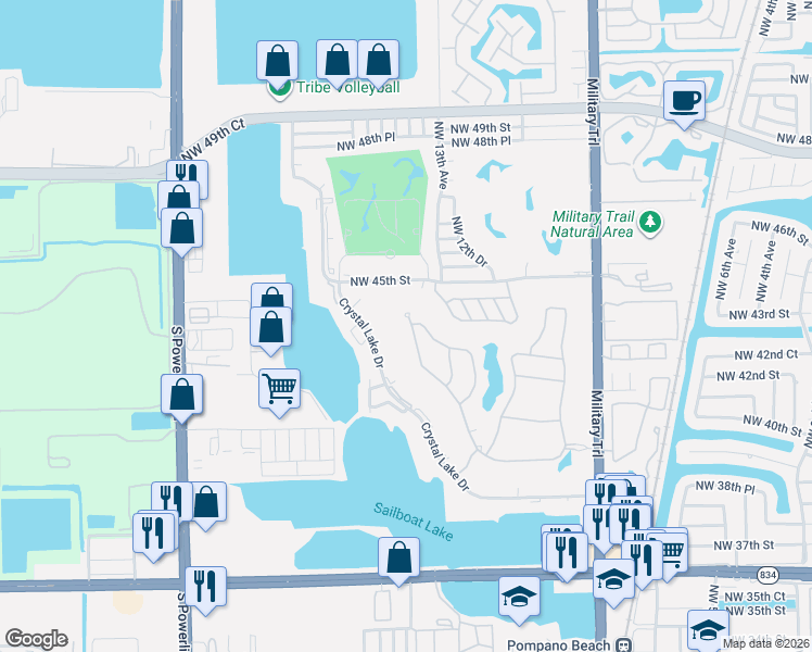 map of restaurants, bars, coffee shops, grocery stores, and more near 4241 Marina Way in Lighthouse Point