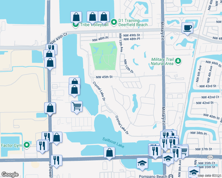 map of restaurants, bars, coffee shops, grocery stores, and more near 4241 Marina Way in Lighthouse Point