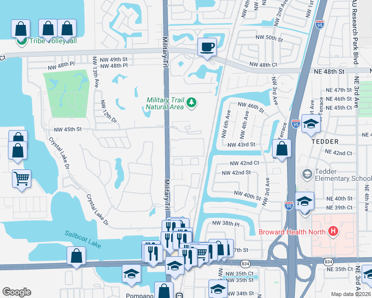 map of restaurants, bars, coffee shops, grocery stores, and more near 4334 Northwest 9th Avenue in Pompano Beach