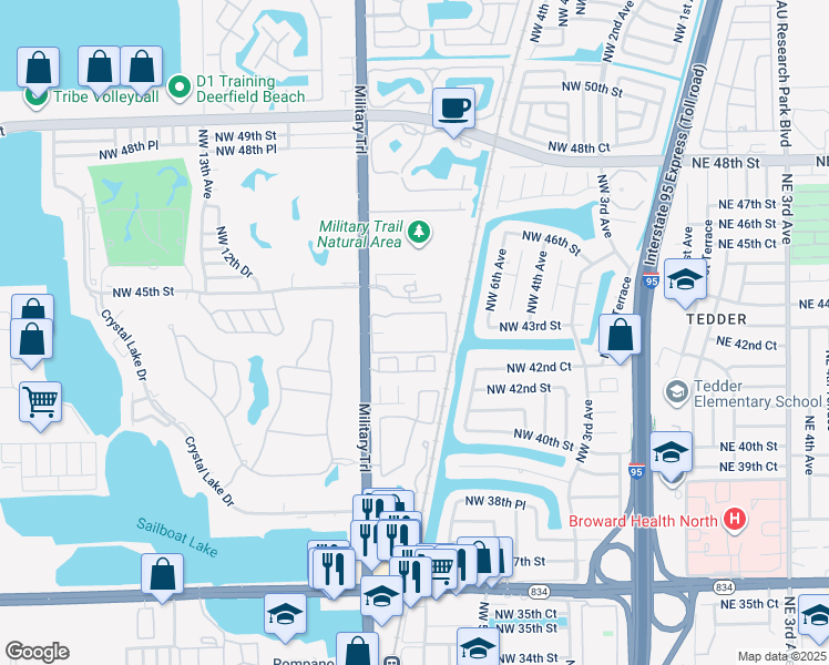 map of restaurants, bars, coffee shops, grocery stores, and more near 786 Northwest 45th Street in Pompano Beach